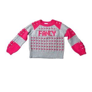 LoveShackFancy Pink and Blue Ellyn Alpaca Fancy Crewneck Sweater Size Medium EUC